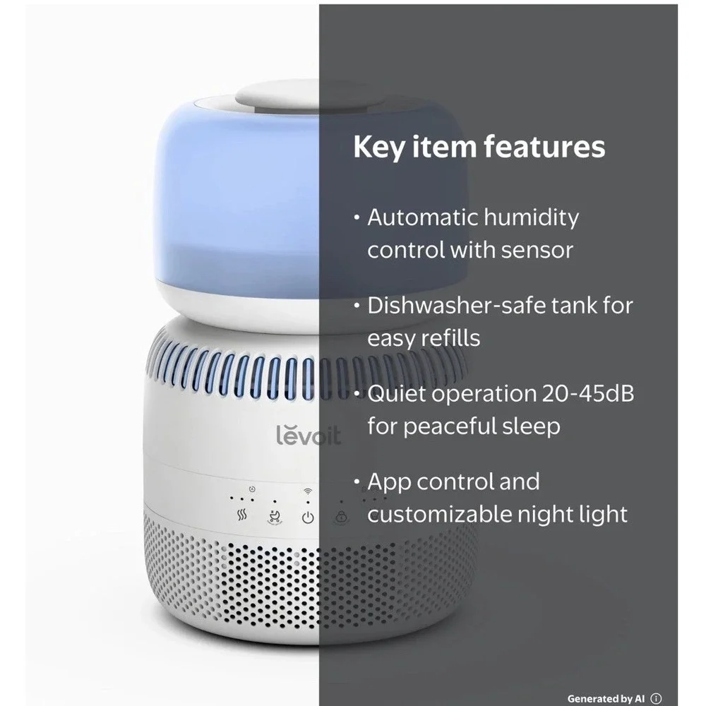 Levoit Sprout Smart Evaporative Humidifier Nursery Baby Bedroom LEH-B381S-WUS